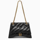 Balenciaga Black Leather Crush M Shoulder Bag