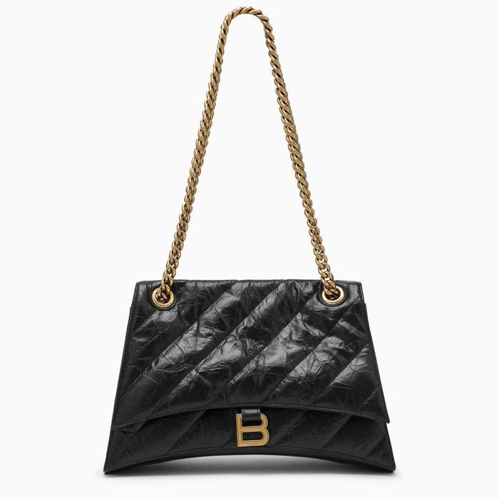 Balenciaga Black Leather Crush M Shoulder Bag