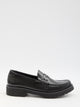 Saint Laurent Saint Laurent Le Loafer Moccasins In Shiny Leather, Black With Stacked Heel, Thick, Pointed Almond Sole.