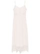 Simone Rocha Powder-Pink Silk-Blend Crepe De Chine Dress By Simone Rocha. Straight Cut. Adjustable Straps. Embroidered Lace Edges. Side Slit. Gathered Bust.