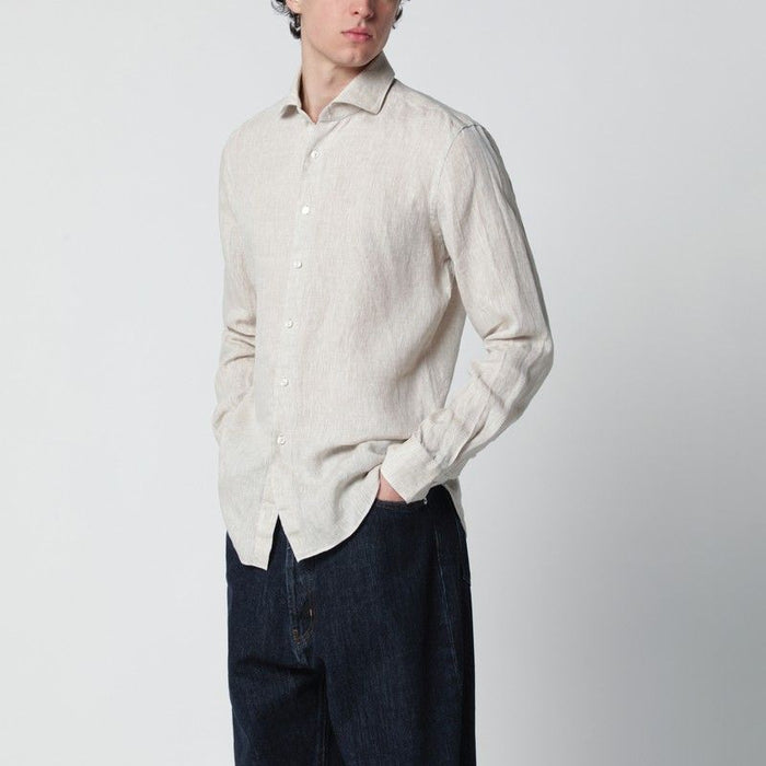 Xacus Tailor Fit Linen Shirt Beige