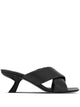 Ferragamo Black Lambskin Crossover Slip-On Heels