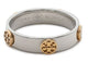 Tory Burch Silver Tone Steel Engraved Logo Ring