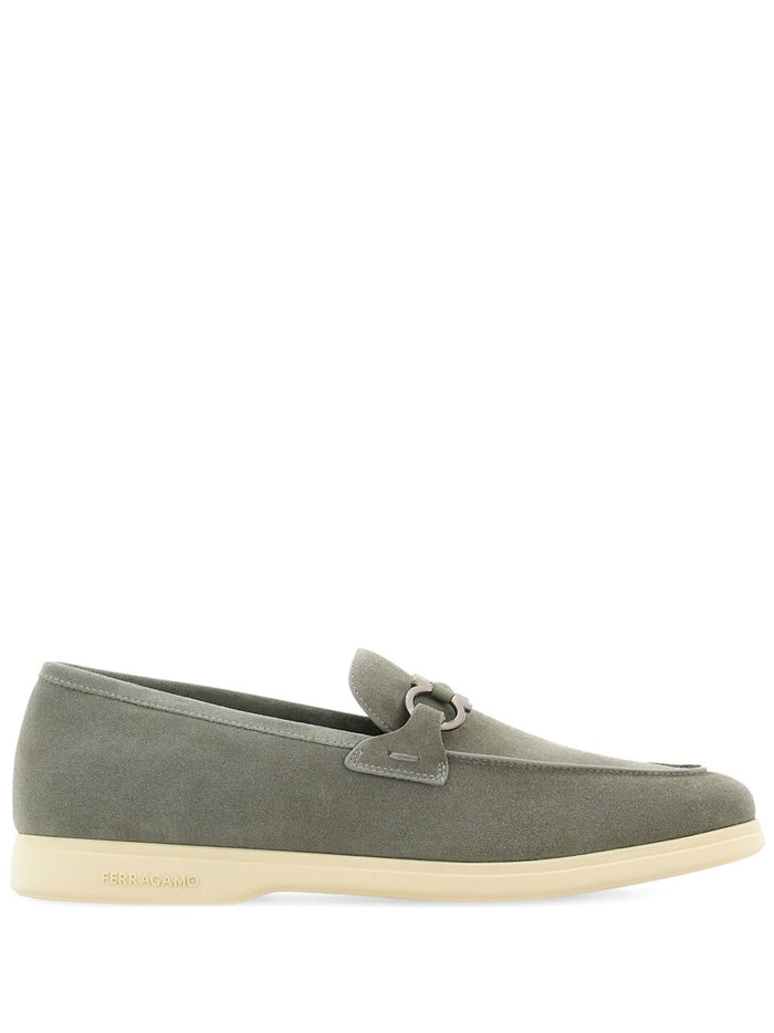 Ferragamo Grey Suede Cosimo Loafers