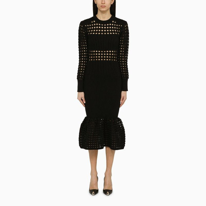 Alexander Mcqueen Ribbed Knit Midi Dress