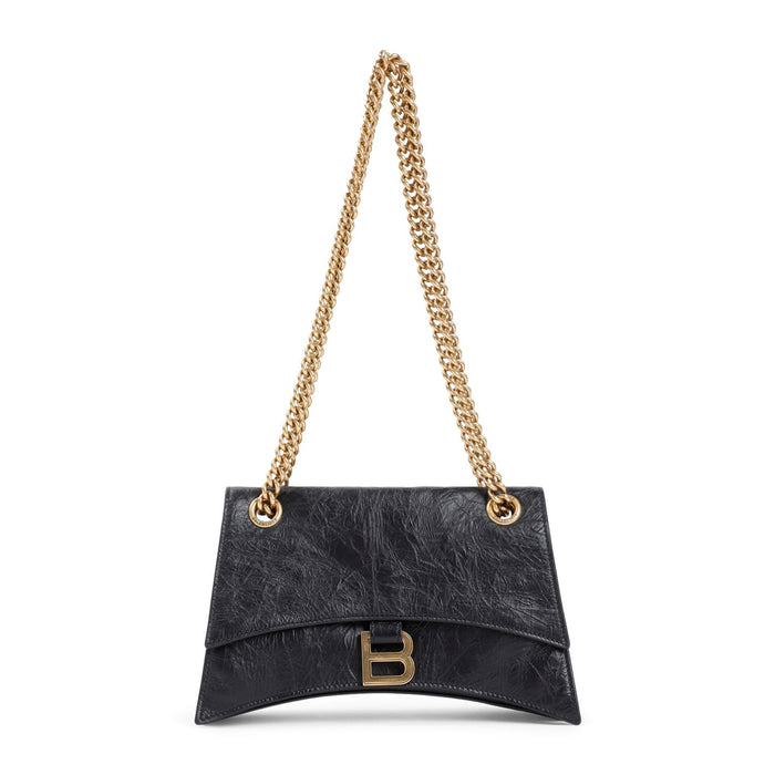 Balenciaga Black Leather Small Crush Shoulder Bag