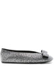 Ferragamo Black Crystal Bow Flats