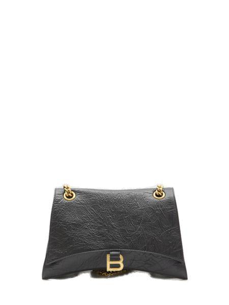 Balenciaga Black Leather Medium Crush Shoulder Bag