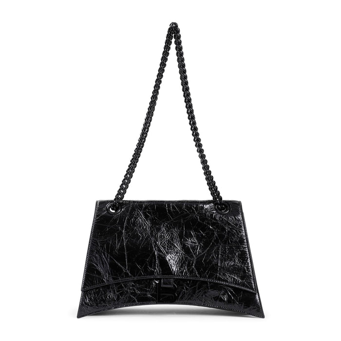 Balenciaga Black Leather Medium Crush Shoulder Bag