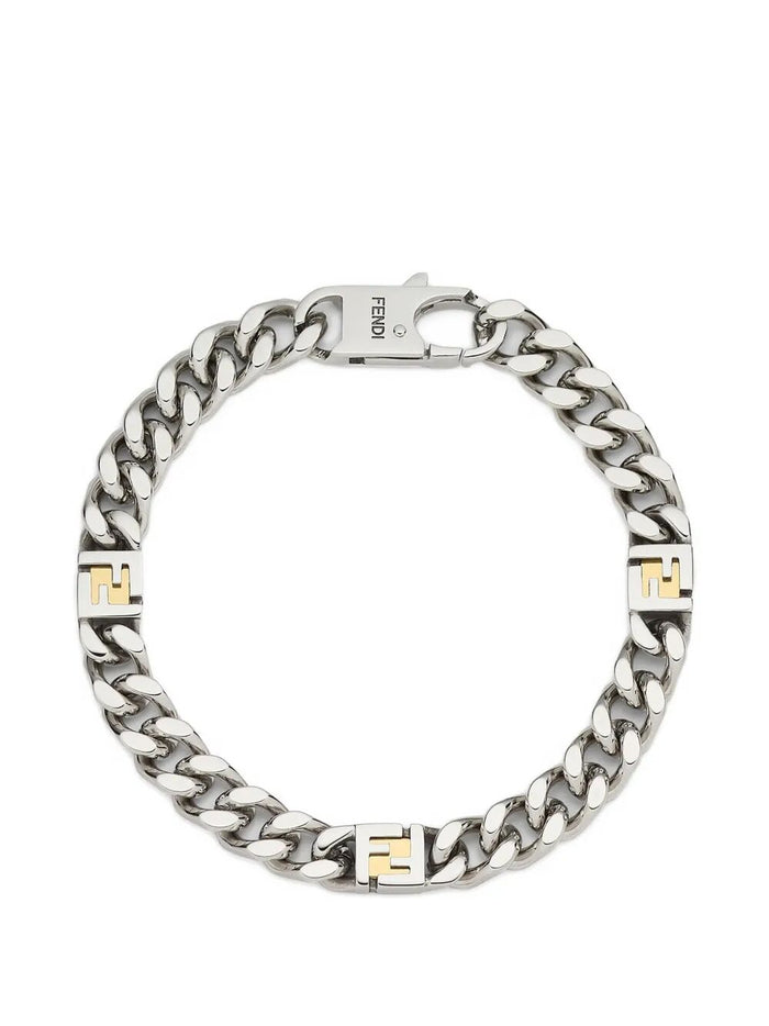Fendi Ff Cube Silver And Gold-Coloured Bracelet