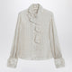 Valentino Light Beige Silk-Blend Shirt With Ruffles