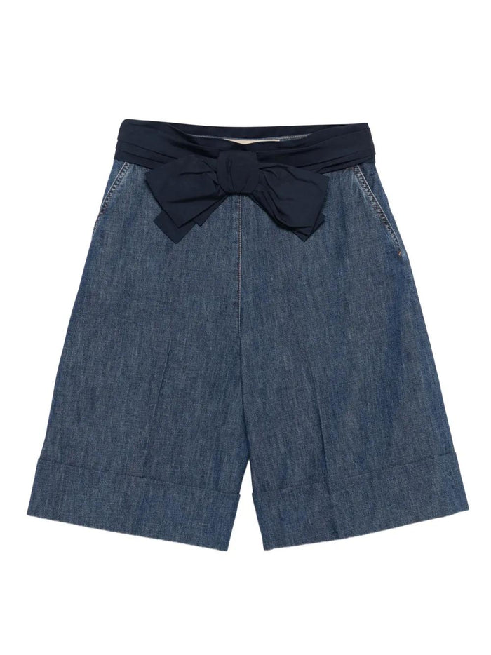 Valentino Bow-Embellished Denim Shorts