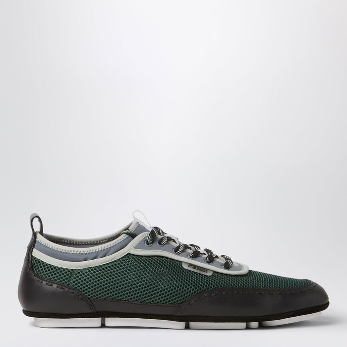 Fendi Fit Sneakers Neon Green Mesh And Black Leather