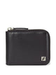 Fendi Leather Compact Wallet With Zip And Ff Logo