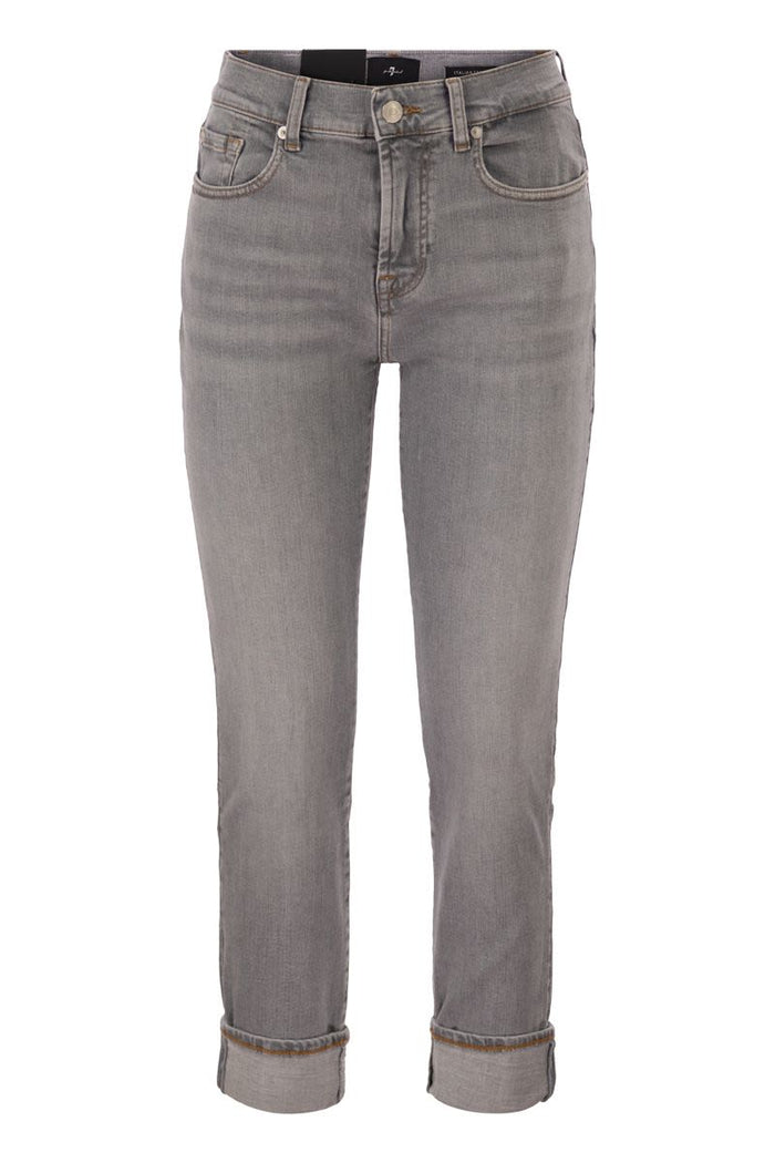 7 For All Mankind Relaxed Skinny Cropped Slim Illusion Stretch Denim Jeans