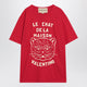 Valentino Red T-Shirt With Le Chat De La Maison Print