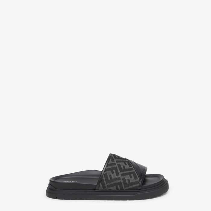 Fendi Fendi Diagonal Ff Jacquard And Leather Slides