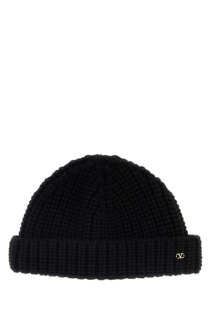 Valentino Garavani Black Wool Beanie Hat