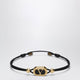 Valentino Garavani Black Cord Bracelet With Enamelled Gold V Logo