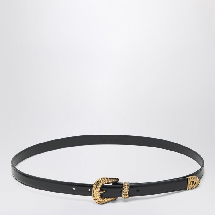 Valentino Garavani Black Vlogo Signature Belt In Polished Calfskin