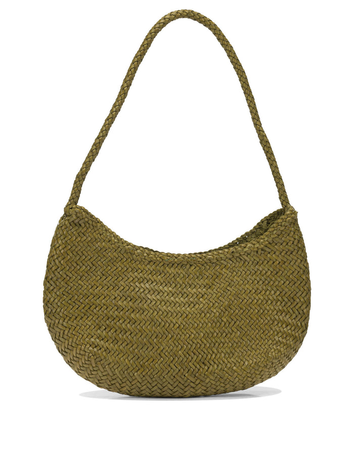 Dragon Difussion Nova Luna Green Leather Shoulder Bag