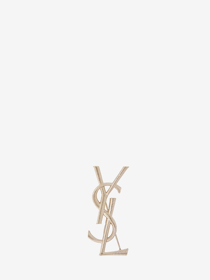 Saint Laurent Cassandre Cord Texture Metal Brooch