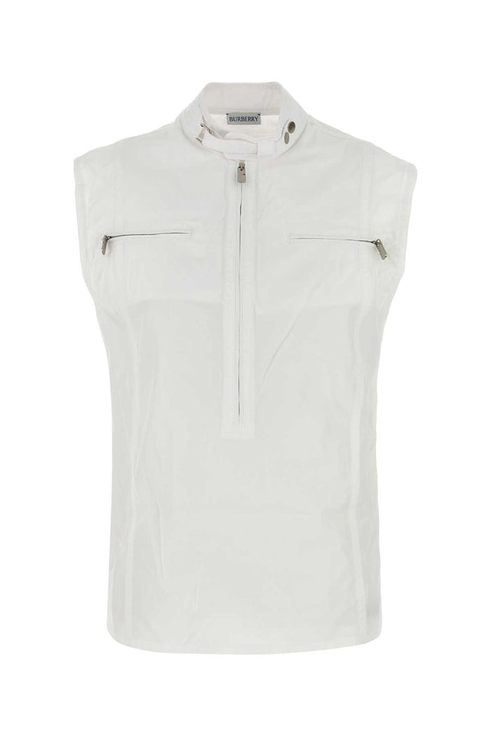 Burberry White Cotton Vest