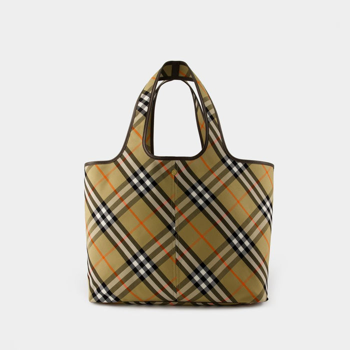 Burberry Embroidered Canvas Medium Check Shopping Bag