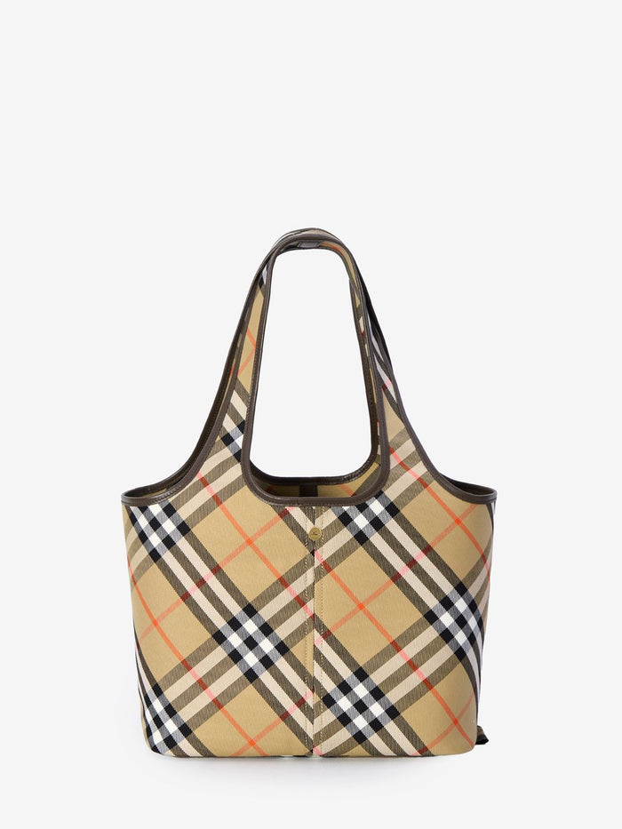 Burberry Embroidered Canvas Small Check Shopping Bag