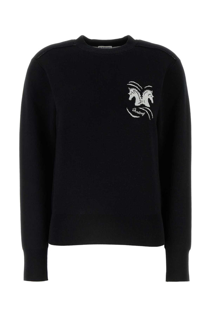 Burberry Black Stretch Wool Blend Sweater