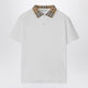 Burberry White Polo Shirt With Check-Pattern Collar