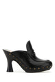 Burberry Black Leather Mules