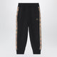 Burberry Black Jogging Trousers With Check Motif Detail