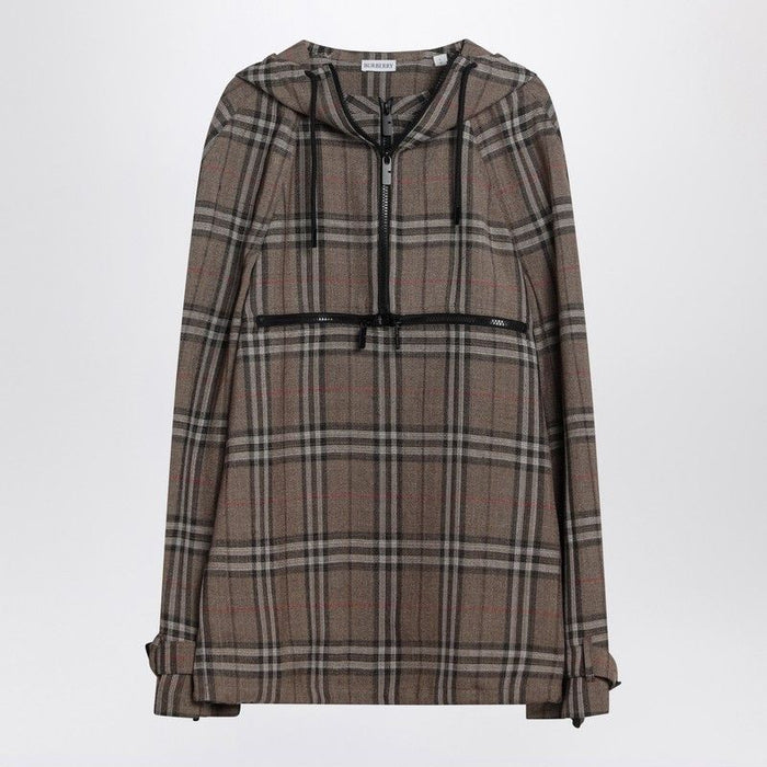 Burberry Half-Zip Jacket With Check Pattern In Silk Blend
