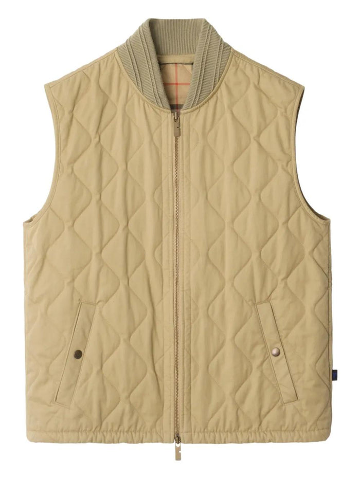 Burberry Khaki Cotton Sleeveless Jacket