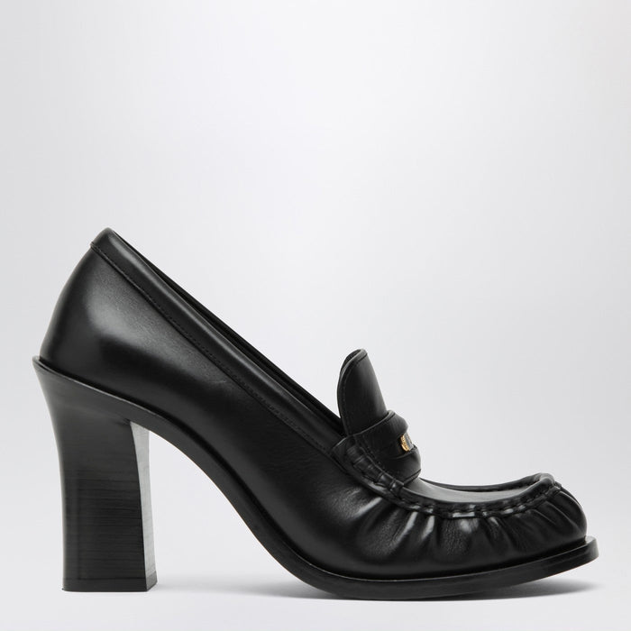 Burberry Cadet Black Leather Loafers With Heel