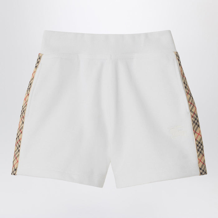 Burberry White Shorts With Check Trims