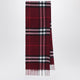 Burberry Burgundy Cashmere Scarf With A Checked Pattern