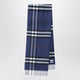 Burberry Blue Cashmere Scarf With A Checked Pattern
