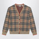 Burberry Beige Wool Cardigan With Check Motif