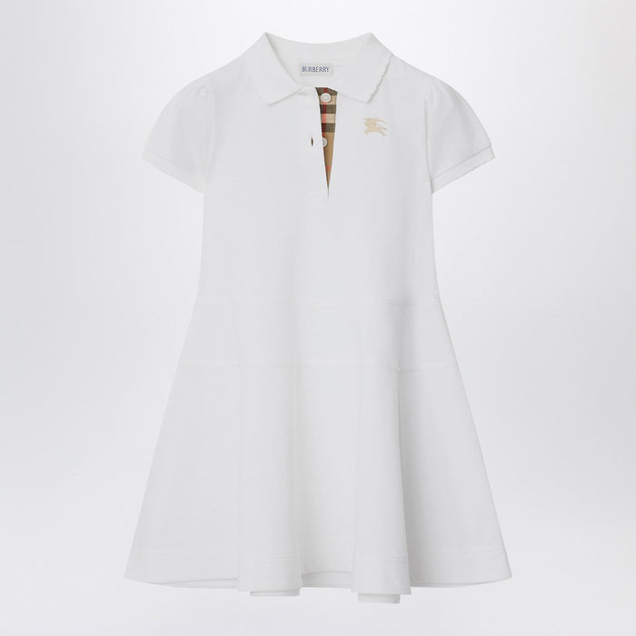Burberry White Cotton Polo-Style Dress