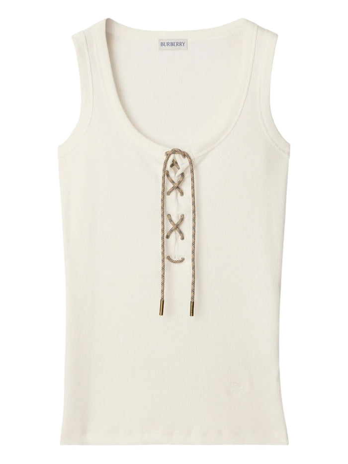 Burberry Natural Ribbed Cleo Tank Top Knot Detail