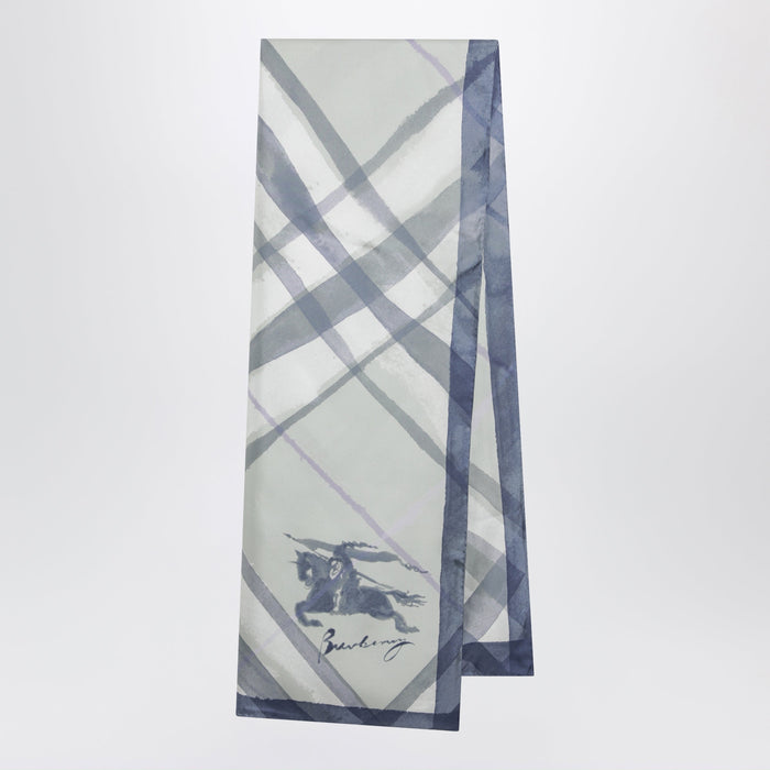 Burberry Large Watercolour Check Silk Scarf In Green
