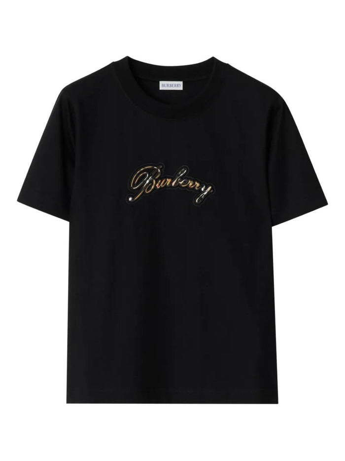 Burberry Check Cursive Logo Cotton T-Shirt