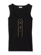 Burberry Cotton Blend Tank Top With Check Trim