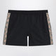 Burberry Slimfit Swim Shorts With Check Trim In Black Nylon