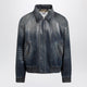 Burberry Coated Denim Aviator Jacket In Mid Blue