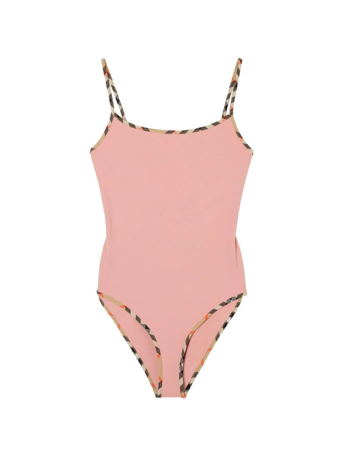 Burberry Sylvia Pink Camel Plaid Swimsuit