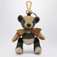 Burberry Thomas Teddy Bear Charm In Check Cashmere, Beige