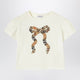 Burberry Chalk White T-Shirt With Bow With Checked Pattern